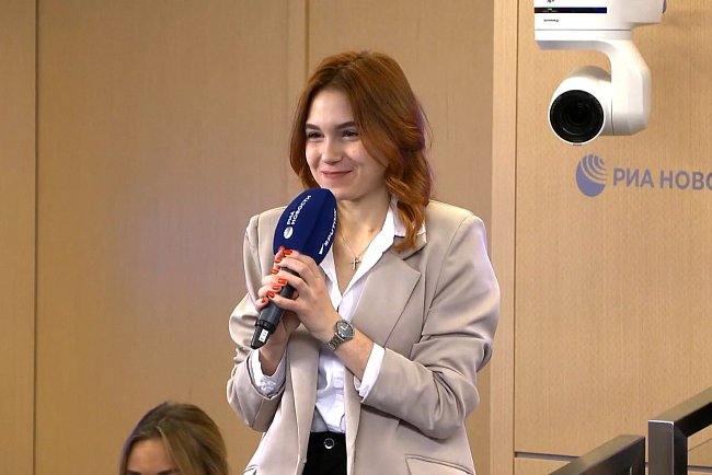 KRSU student Yana Krainyukova took part in a press conference of the Minister of Science and Higher Education of the Russian Federation